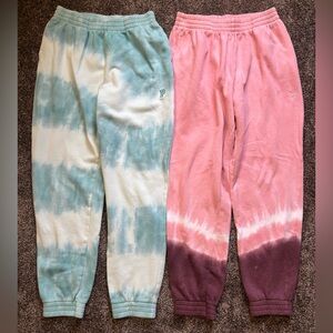 PINK Victoria's Secret Women’s Tie-Dye Joggers - Rose and Teal size S | set of 2